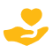 Hand holding a heart icon illustration